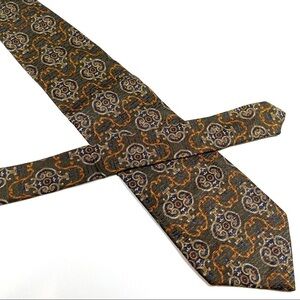 Italian Silk Tie by Club Room Green Blue Tan Gold